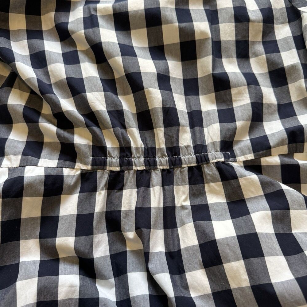 GAP Navy White Gingham Wrap Midi Dress Cotton Ruffle Hem Women’s Small - Picture 10 of 10